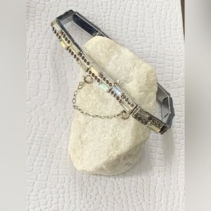 Fabulous Signed PARISIENNE Art Deco Clear Baguette Rhinestone Crystal Bracelet
